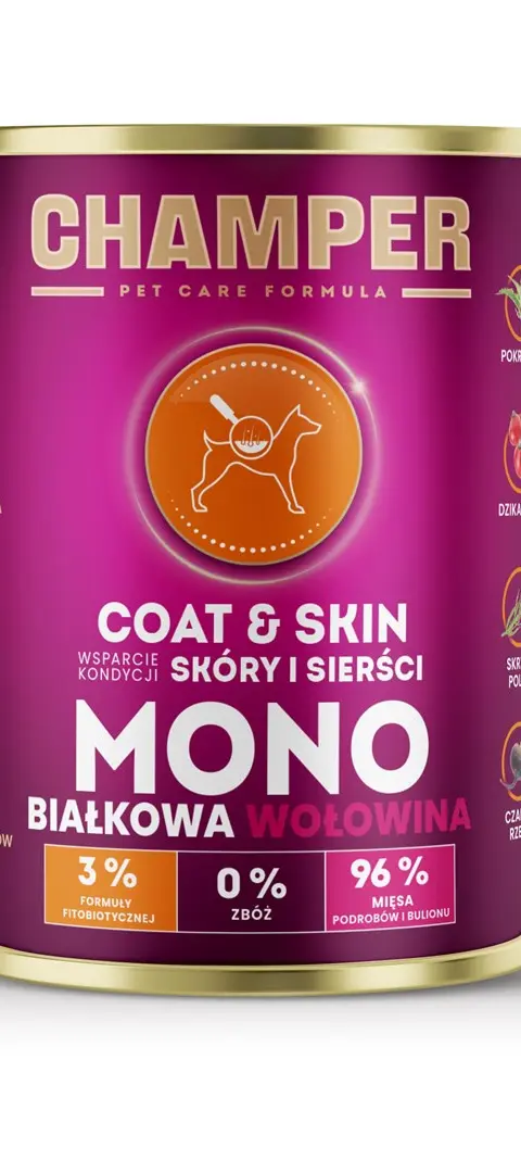 CHAMPER Coat Skin Monoprotein Beef - Wet Dog Food - 400g