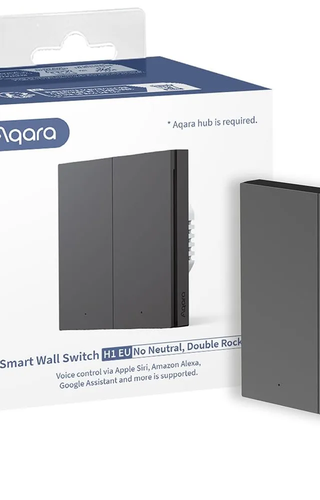 Aqara Smart Wall Switch H1 (No Neutral, Double Rocker) Grey (HomeKit)
