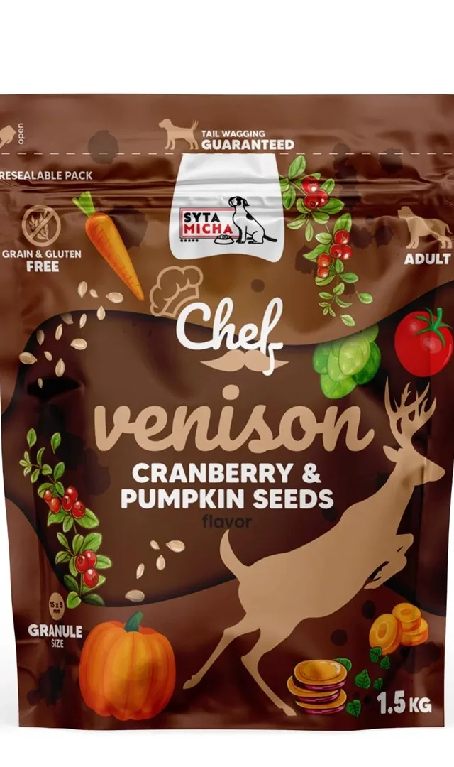 SYTA MICHA Chef Venison With Cranberry And Pumpkin Seeds - Dry Dog Food - 1 5kg