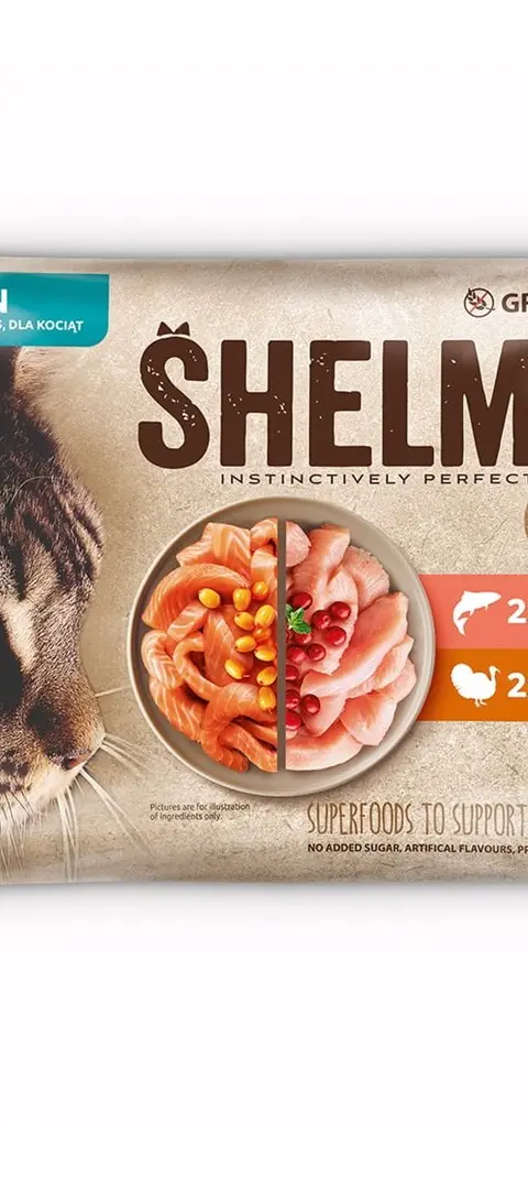 SHELMA Kitten With Salmon And Turkey In Sauce - Wet Cat Food - 4x85g