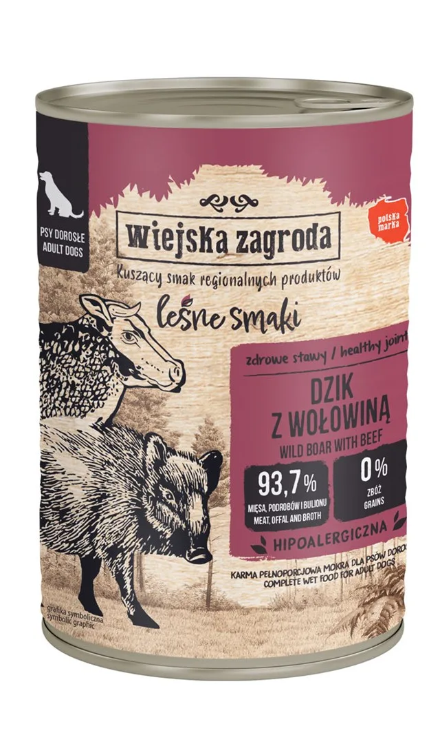 WIEJSKA ZAGRODA Forest Flavours Wild Boar With Beef - Wet Dog Food - 400g