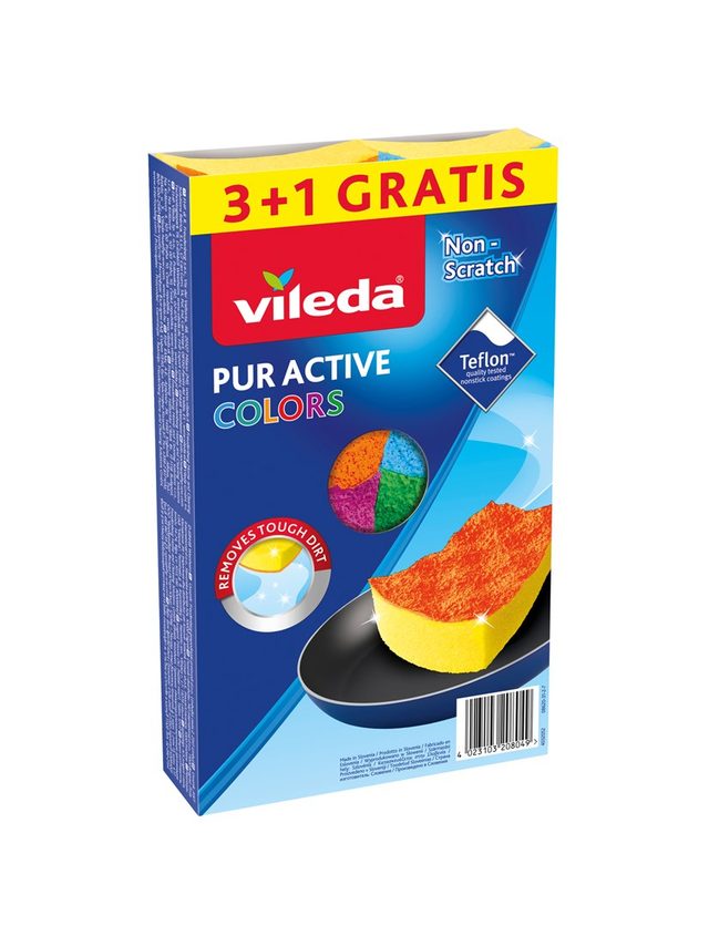 Sponge Vileda Pur Active Colors 4 Pc(S)