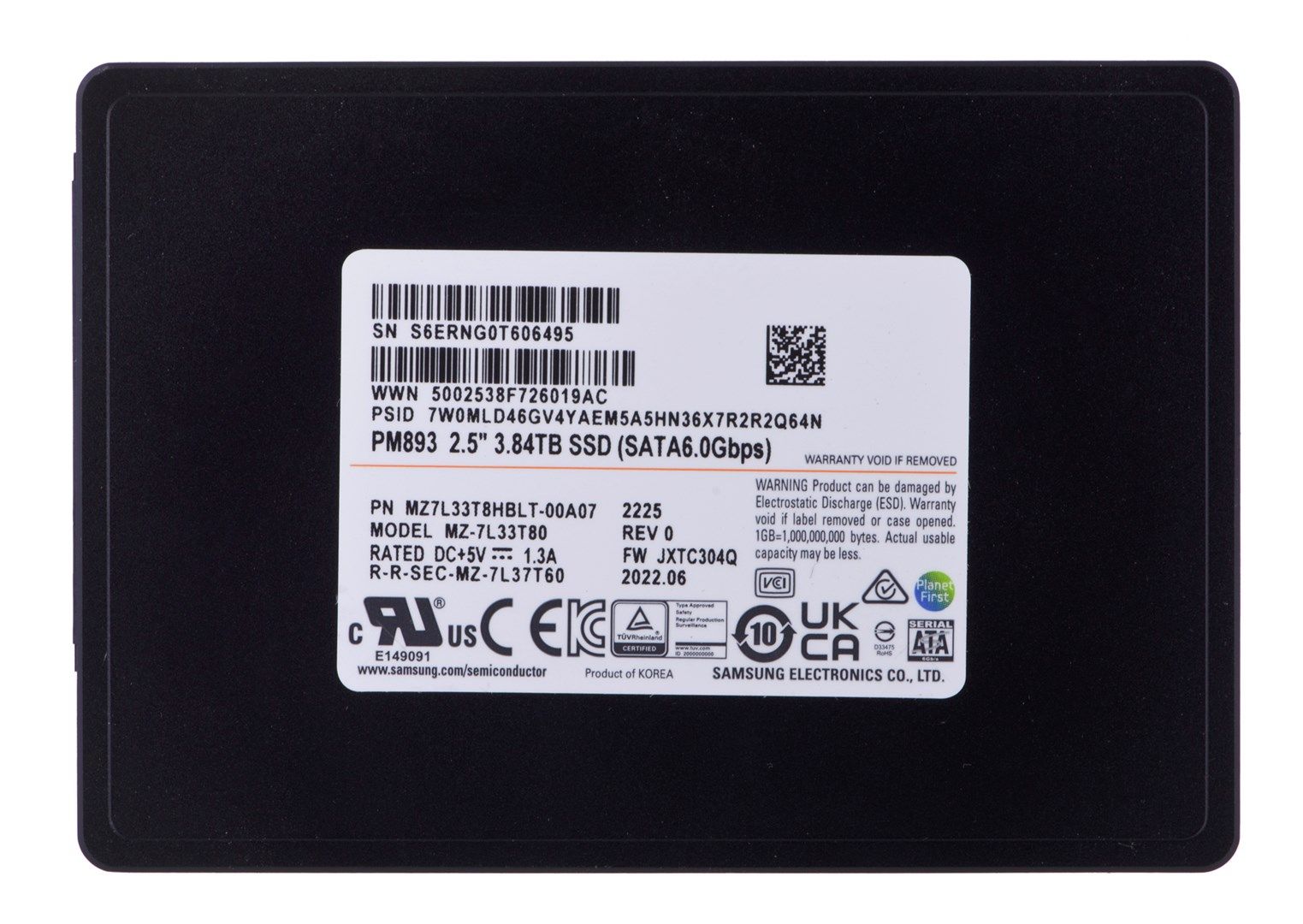 Samsung PM893 3.84 TB 2.5" Serial ATA III V-NAND TLC