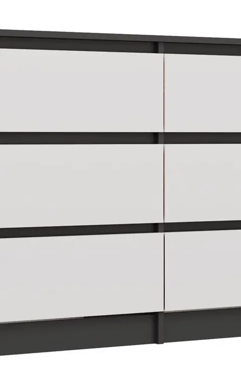 M6 MALWA CHEST OF DRAWERS 120 CM 6 DRAWERS ANTHRACITE/WHITE