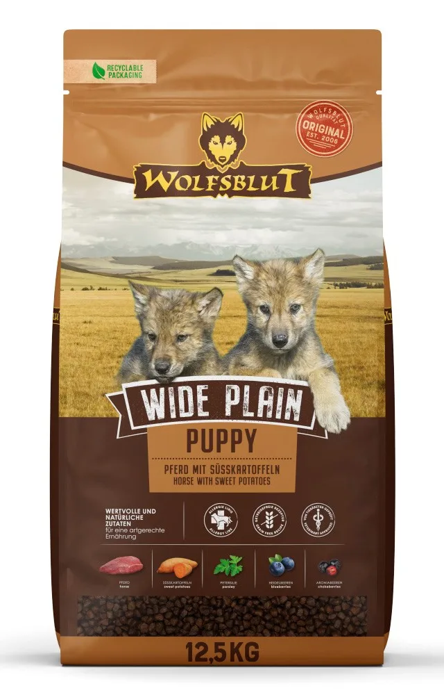WOLFSBLUT Wide Plain Puppy Horse With Sweet Potatoes - Dry Dog Food - 12 5kg