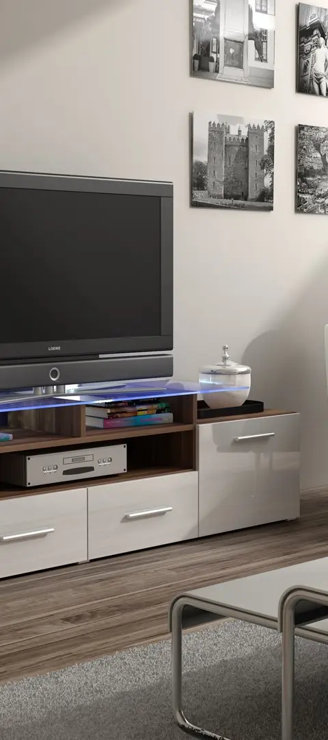 Cama TV Stand EVORA 200 Plum Tree/White Gloss