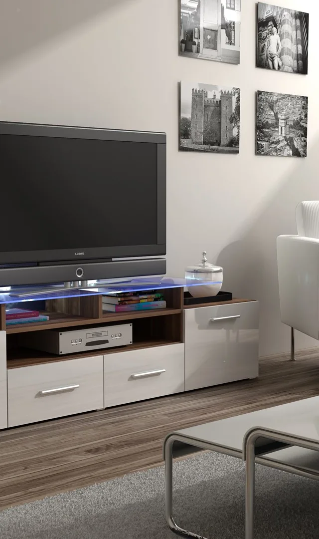 Cama TV Stand EVORA 200 Plum Tree/White Gloss