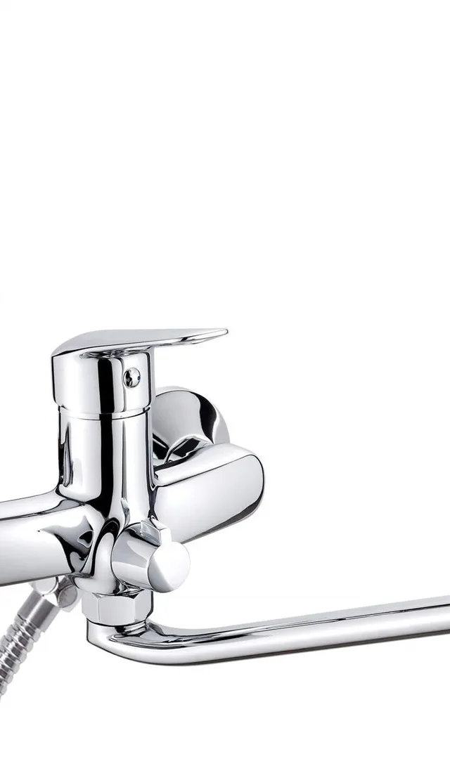 Wall-Mounted Washbasin Mixer With Extended Spout - Hose And Shower Set Connection