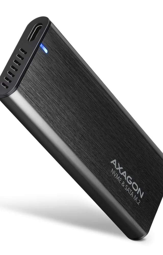 Axagon EEM2-SB2 External USB-C 3.2 Gen 2 metal box for M.2 NVMe & SATA SSD disks. Screwless