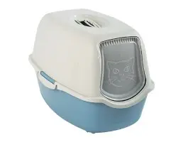 ROTHO Bailey Hooded Litter Box Blue White