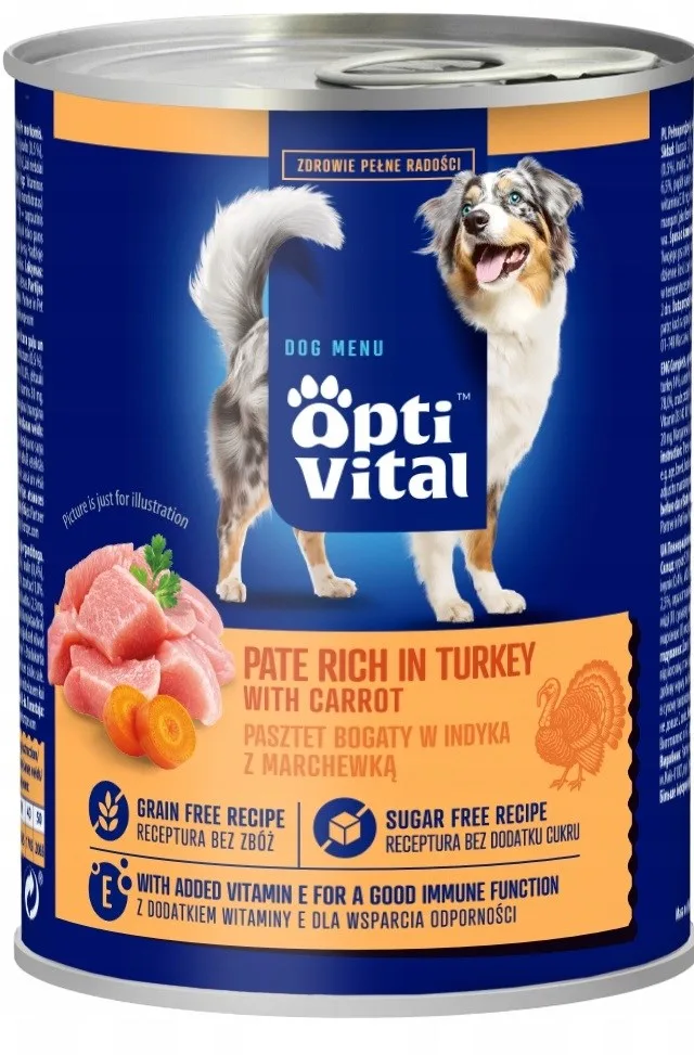 OPTIVITAL Chicken Pate Rich In Turkey And Carrots - Wet Dog Food - 400g