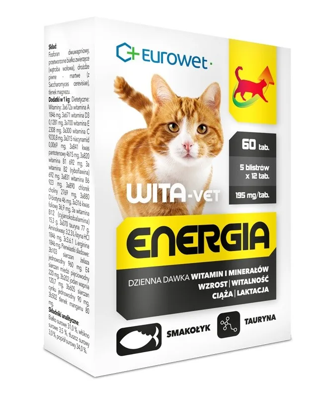 EUROWET Wita-Vet Energia - Supplements For Cats - 60 Tablets
