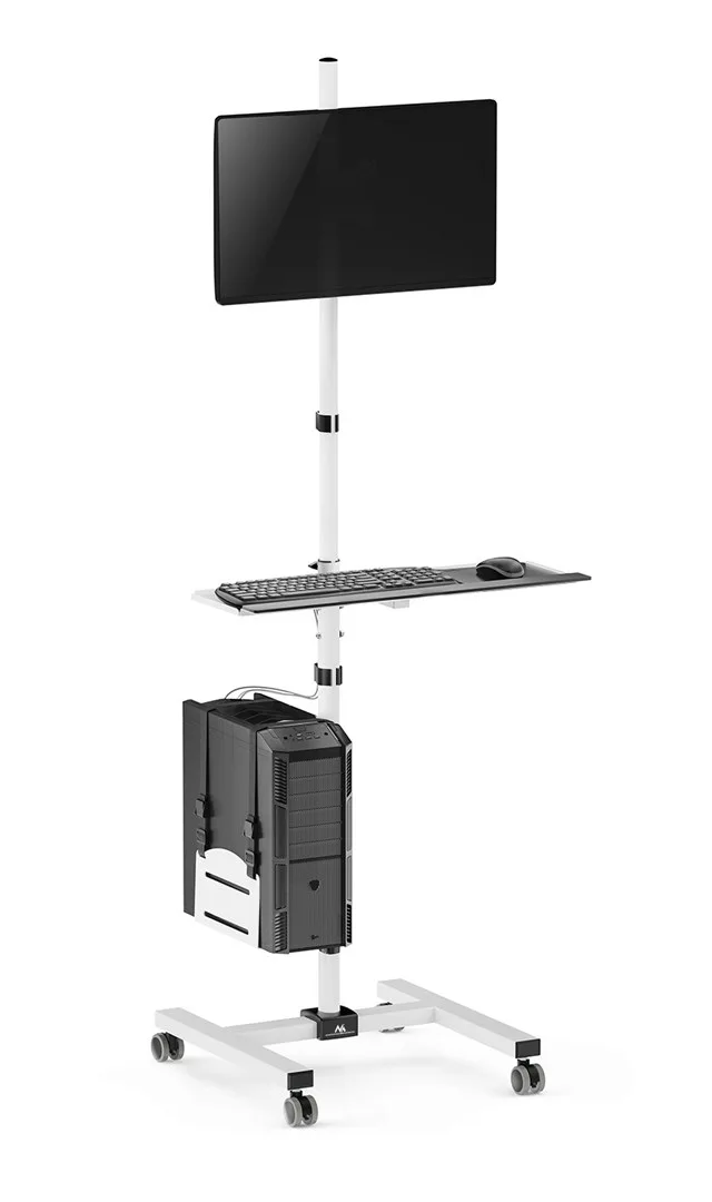Maclean Professional Laptop Stand Cart Mobile Computer Workstation On Wheels Max 17 32 Max 20kg MC-793