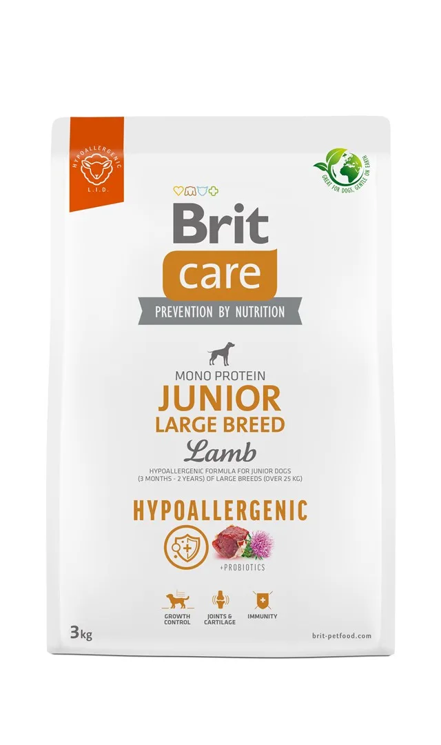 BRIT Care Hypoallergenic Junior Large Breed Lamb - Dry Dog Food - 3 Kg