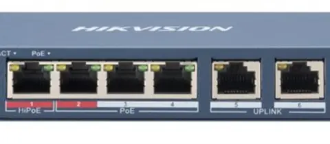 Hikvision DS-3E0106HP-E network switch Unmanaged Fast Ethernet (10/100) Power over Ethernet (PoE) Blue