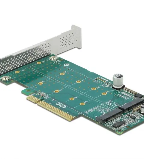 DeLOCK PCI Express x8 Card to 2 x internal NVMe M.2 Key M - Bifurcation - Low Profile Form Factor