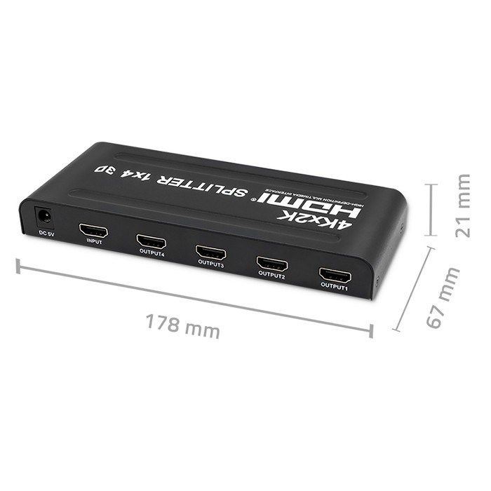 Qoltec 51798 Active HDMI Splitter 4 X HDMI 4K X 2K 3.4Gb/S