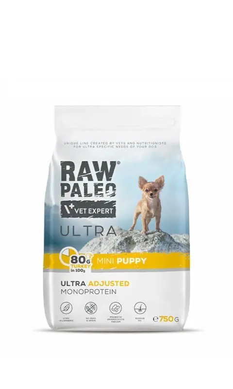 VETEXPERT Raw Paleo Ultra Mini Puppy Turkey - Dry Food For Puppies - 750 G