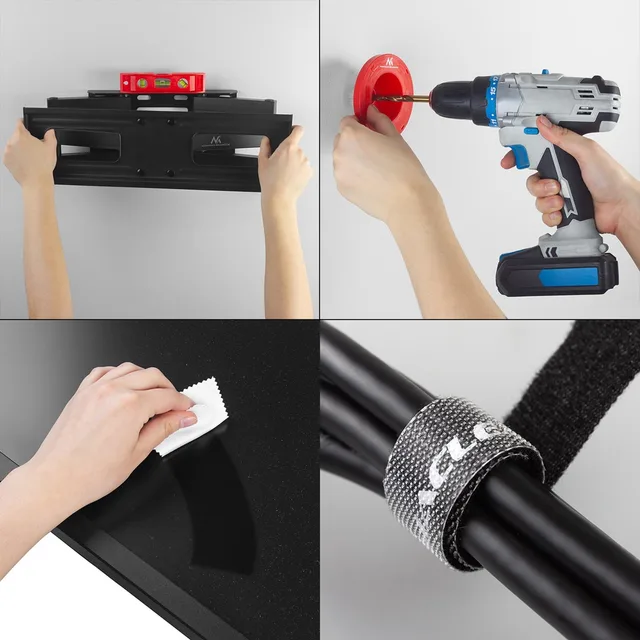 Maclean TV Mount Max VESA 600x400 32-85 60kg Horizontal And Vertical Angle Adjustment Profile 65-390mm Black MC-789
