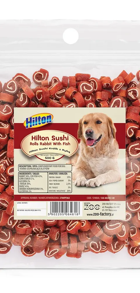 HILTON Sushi Rolls Rabbit With Fish - Dog Treat - 500 G