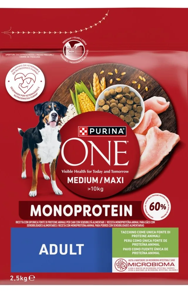PURINA One Adult Medium/Maxi Monoprotein Rich In Turkey - Dry Dog Food - 2 5kg