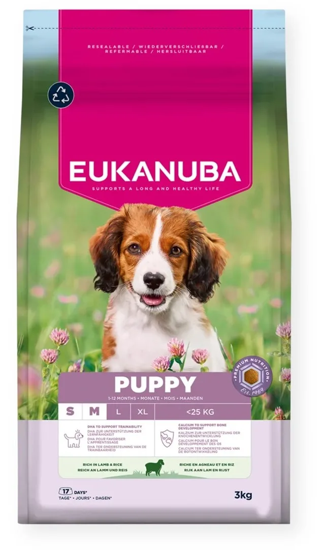 EUKANUBA Puppy Small/Medium Lamb Rice - Dry Dog Food - 3kg