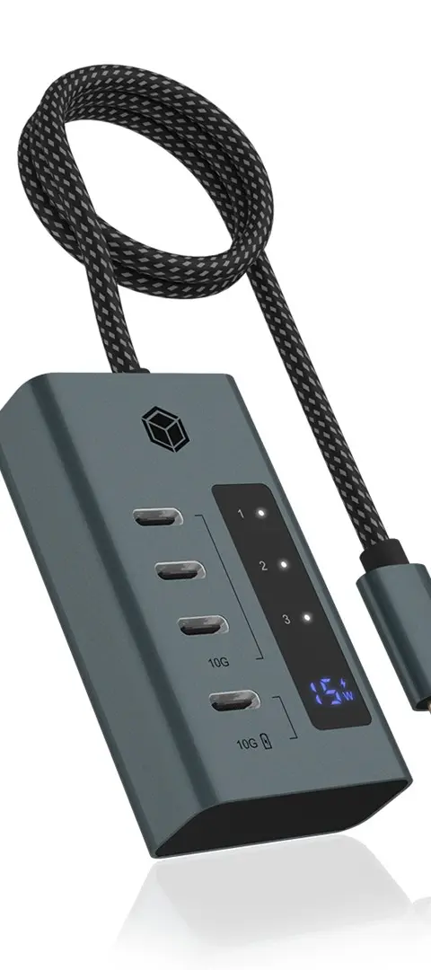 ICY BOX IB-HUB1454-C31 USB 3.2 Gen 1 (3.1 Gen 1) Type-C 10000 Mbit/s Blue, Grey