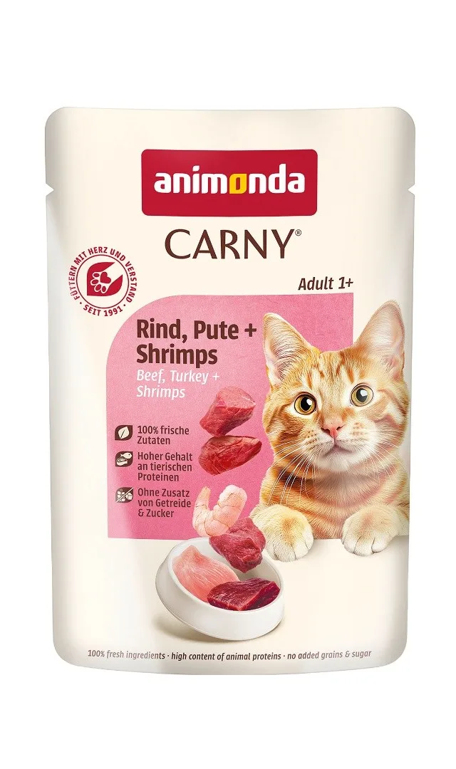 ANIMONDA Carny Adult Beef Turkey And Shrimps - Wet Cat Food - 85g