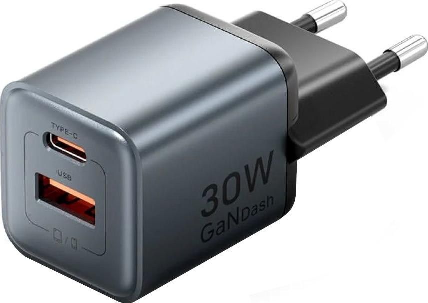 Vention 30W - Charger With GaN Technology 1x USB-A 1x USB-C (Black)