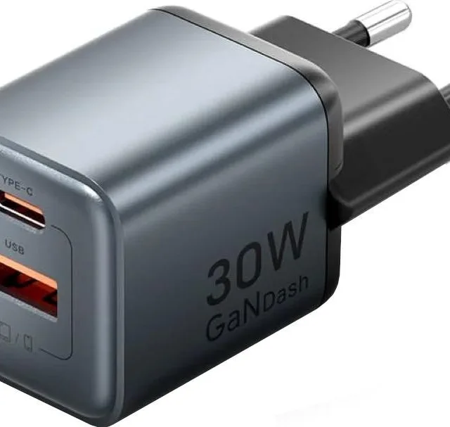 Vention 30W - Charger With GaN Technology 1x USB-A 1x USB-C (Black)