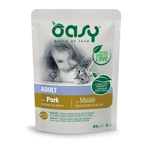OASY Chunks In Gravy Pork - Wet Cat Food - 85g