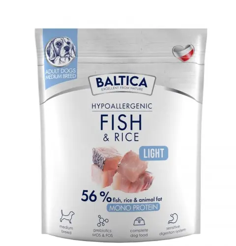 BALTICA Nutraceutic Hypoallergenic Light M Fish With Rice - Dry Dog Food - 1kg