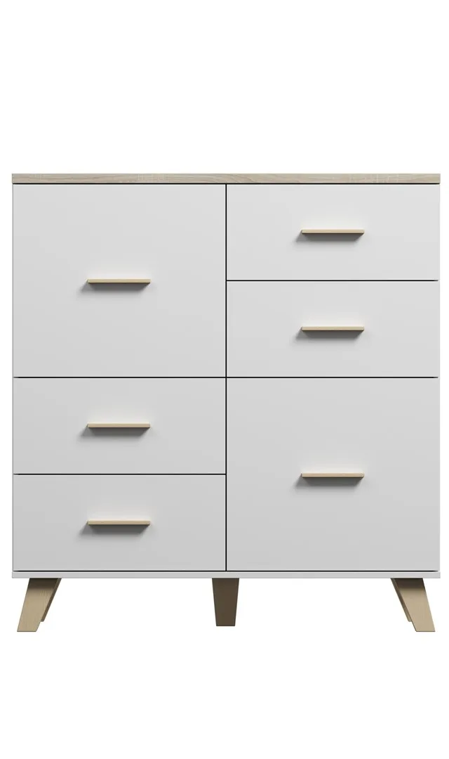 Cama Sideboard LOTTA 110 2D4S White/Sonoma Oak
