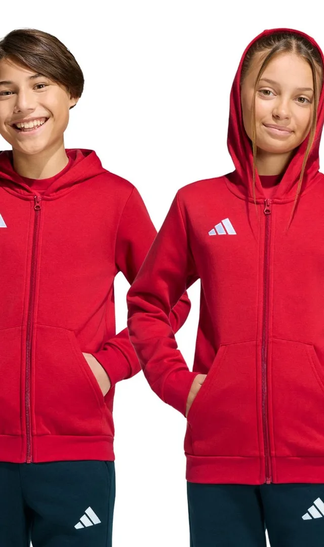 Bluza dla dzieci adidas Entrada 26 Full Zip Hoodie czerwona KH1781 164cm