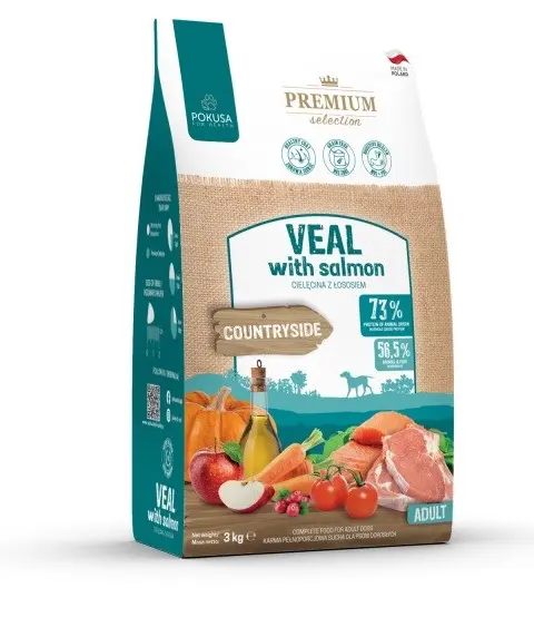 POKUSA Premium Selection Veal With Salmon Adult - Dry Dog Food - 3kg