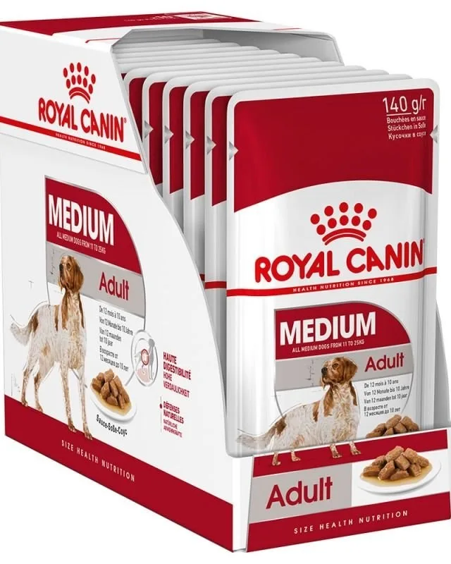 ROYAL CANIN SHN Medium Adult In Sauce - Wet Food For Adult Dogs - 10x140g