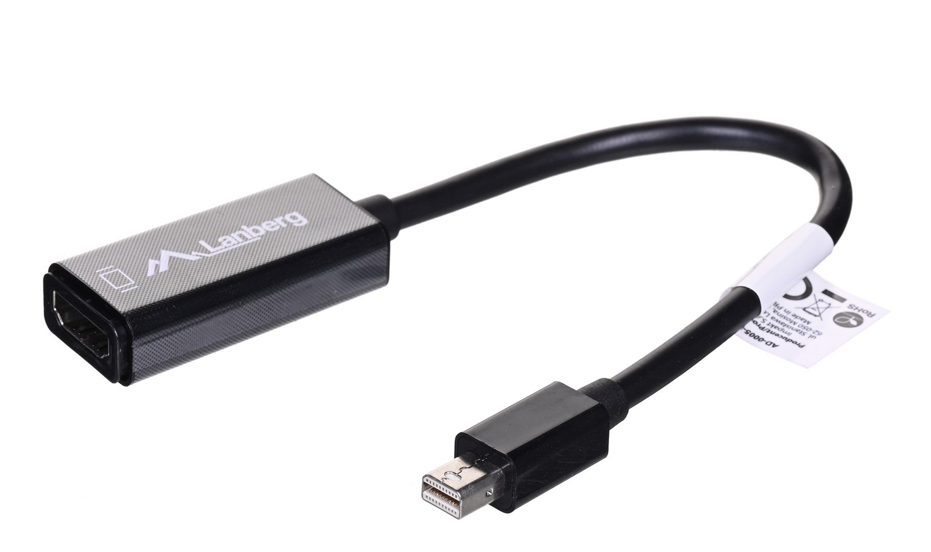 Lanberg AD-0005-BK video cable adapter 0.2 m Mini DisplayPort HDMI Type A (Standard) Black