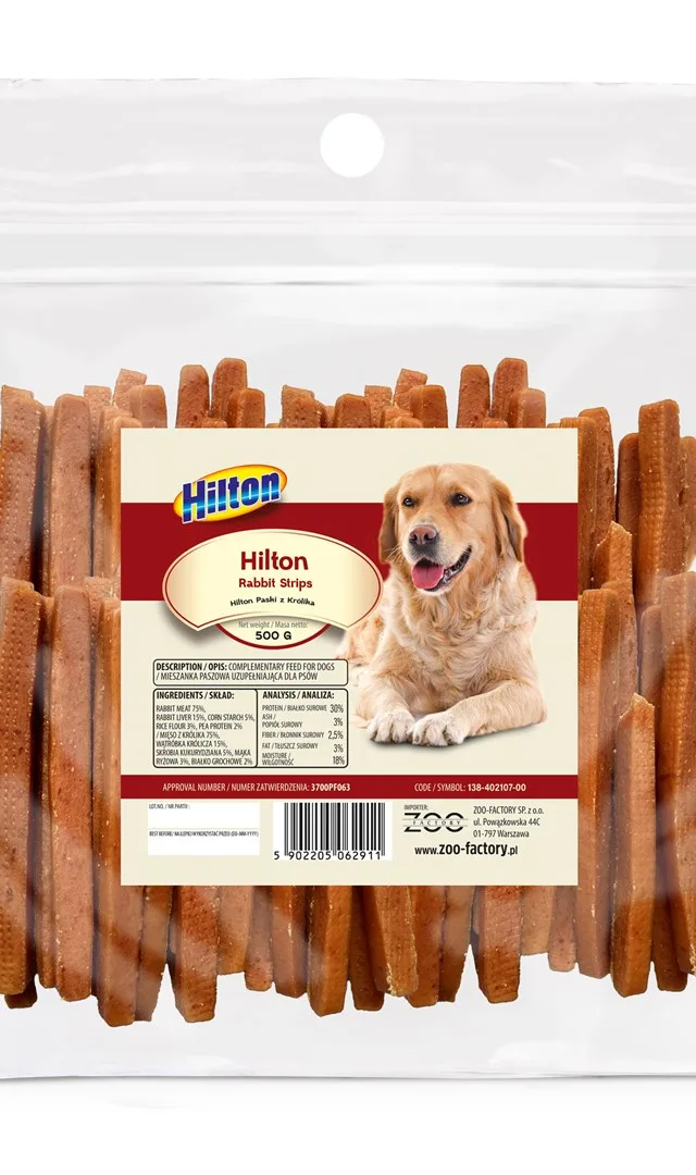 HILTON Rabbit Strips - Dog Treat - 500g