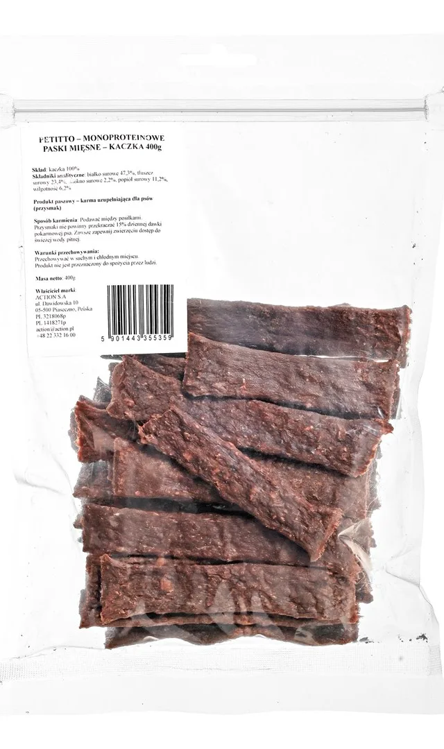 PETITTO Monoprotein Meat Strips Duck - Dog Treat - 400g