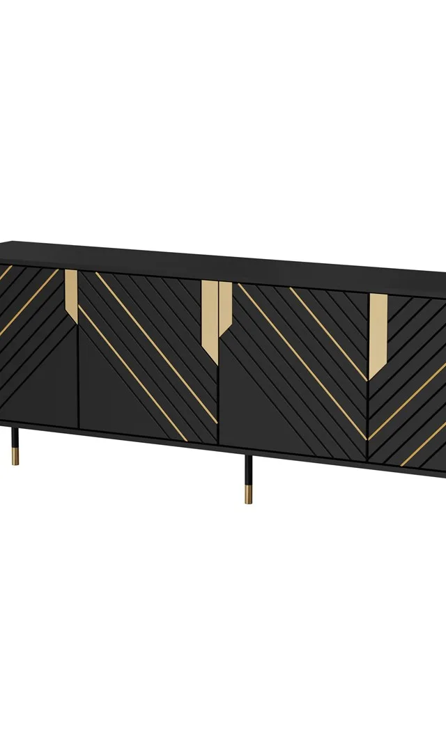 Cama 4D MOUNTAIN Chest Of Drawers 204x40x72 Black Gold