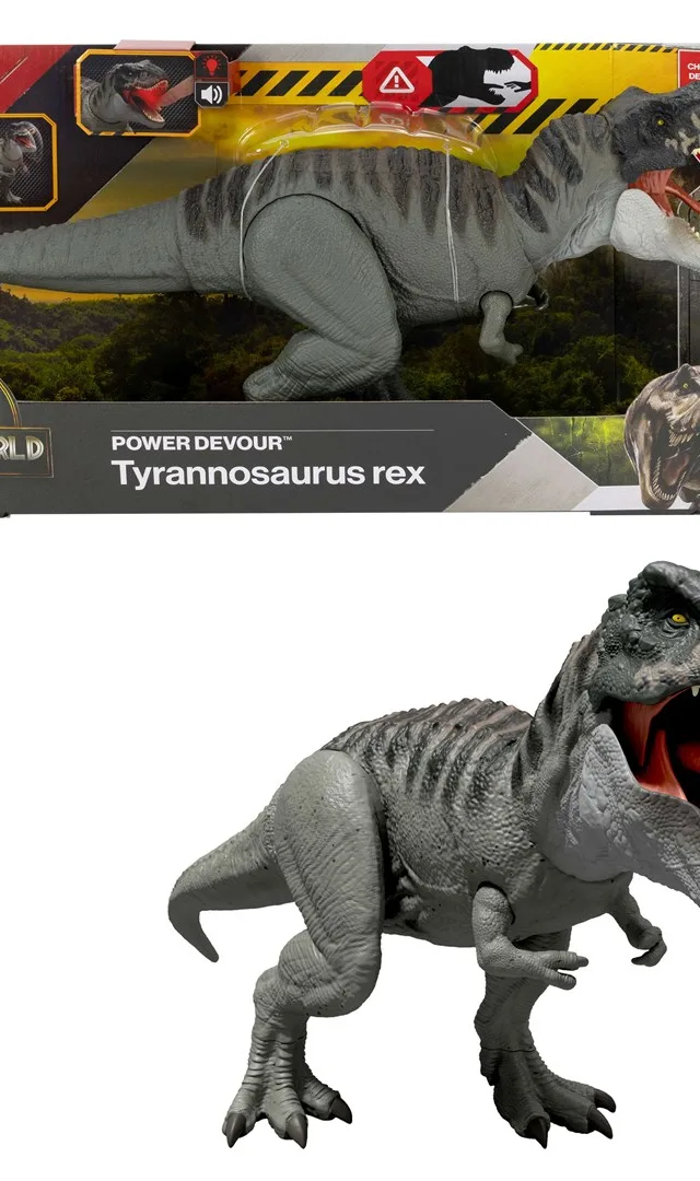 Jurassic World Rebirth Power Devour Tyrannosaurus Rex Dinosaur Figure, Constant Chomp Lights & Sound
