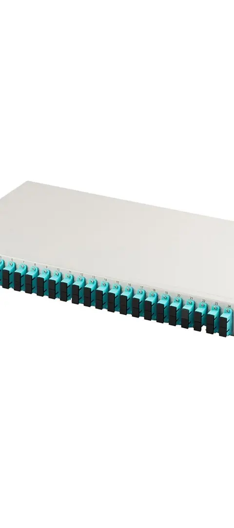 FO Patch Panel With 19'' 1U Accessory 24x SC Dx OM3 Adapters Extendable Gray