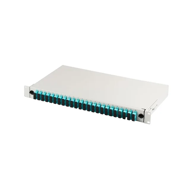 FO Patch Panel With 19'' 1U Accessory 24x SC Dx OM3 Adapters Extendable Gray