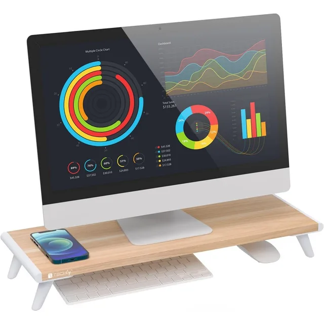 Techly ICA-MS 389 monitor mount / stand Desk White, Wood