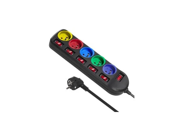 Maclean MCE204M Power Extension 1.5 M 5 AC Outlet(S) Indoor Black Multicolour