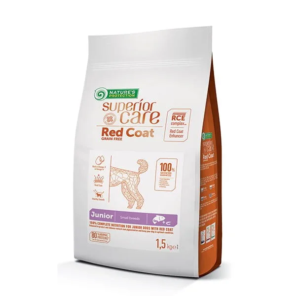 NATURE'S PROTECTION Superior Care Red Coat Grain Free Junior Small Salmon With Krill - Dry Food For Puppies - 1.5 Kg