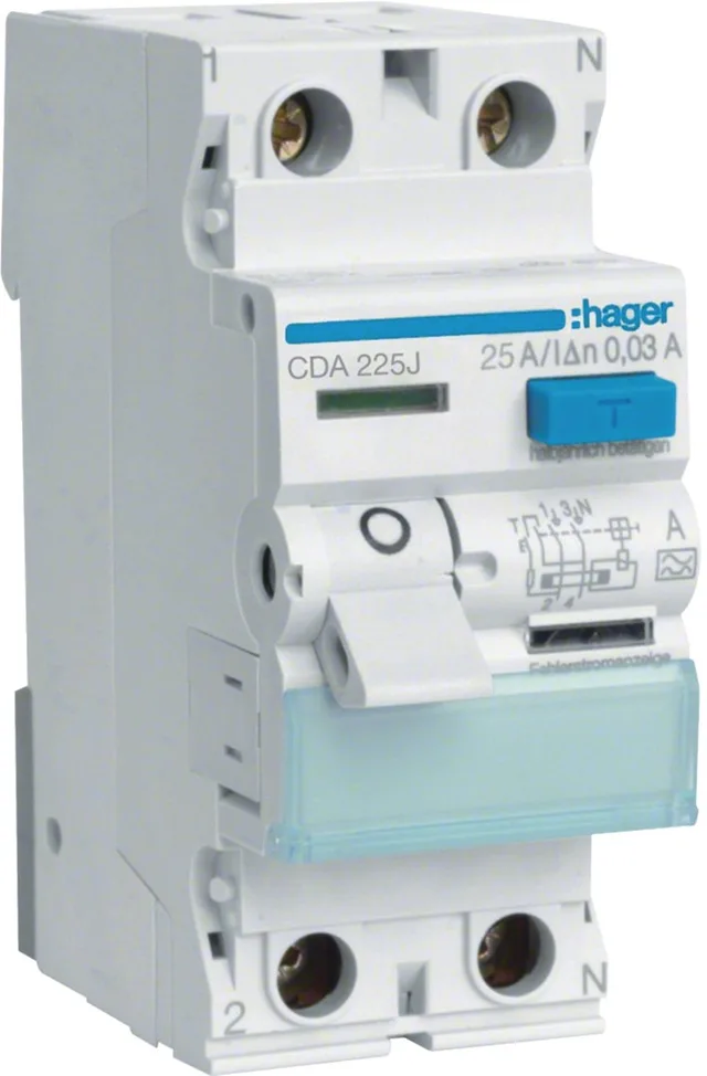 CDA225J 25A/ 30MA/A DIFFERENTIAL CIRCUIT BREAKER 25A 2P 2M 30MA A 6KA