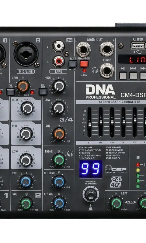 DNA CM4-DSP USB MP3 Bluetooth Phantom Audio Mixer