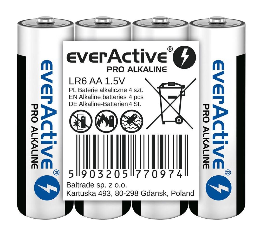 Alkaline Batteries EverActive Pro Alkaline LR6 AA - 4 Pieces