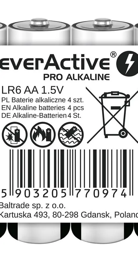 Alkaline Batteries EverActive Pro Alkaline LR6 AA - 4 Pieces